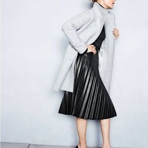 Faux Leather Pleated Midi Skirt